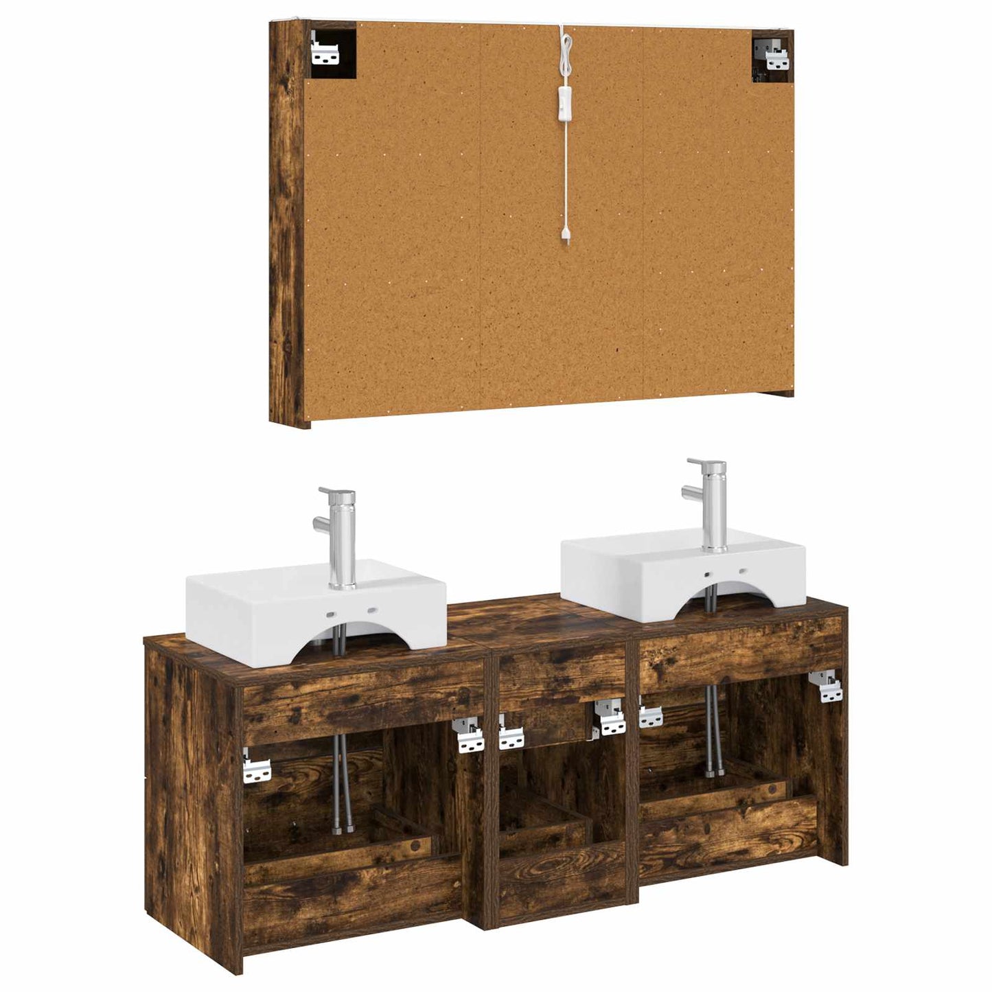 vidaXL Bathroom Furniture Set 4 pcs Smoked Oak