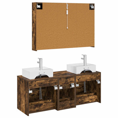 vidaXL Bathroom Furniture Set 4 pcs Smoked Oak