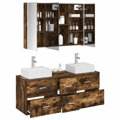 vidaXL Bathroom Furniture Set 4 pcs Smoked Oak