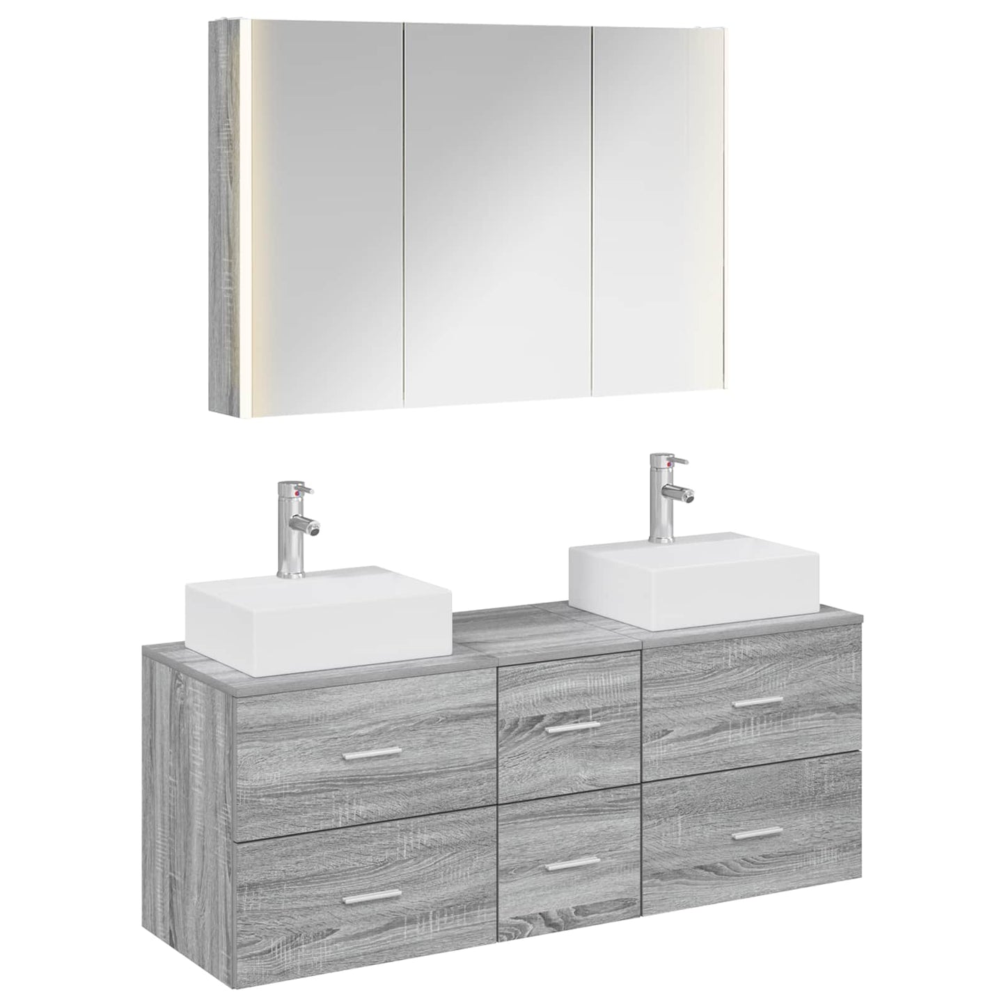 vidaXL Bathroom Furniture Set 4 pcs Grey Sonoma