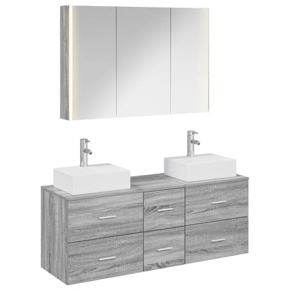 vidaXL Bathroom Furniture Set 4 pcs Grey Sonoma