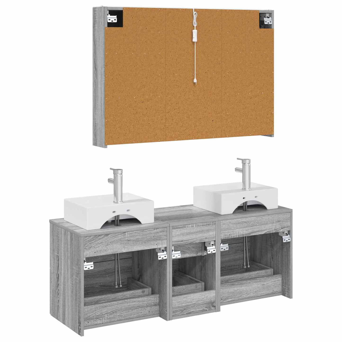 vidaXL Bathroom Furniture Set 4 pcs Grey Sonoma