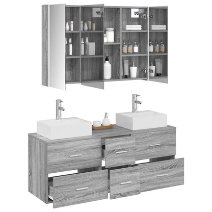vidaXL Bathroom Furniture Set 4 pcs Grey Sonoma