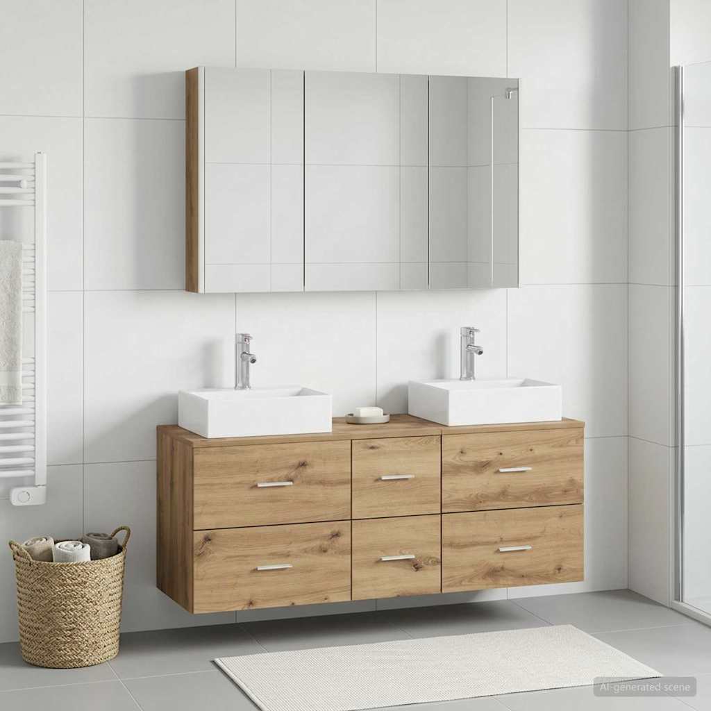 vidaXL Bathroom Furniture Set 4 pcs Artisan Oak