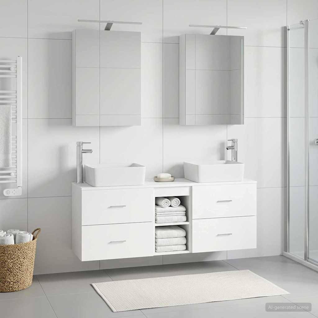vidaXL Bathroom Furniture Set 5 pcs White Engineered Wood and Glass