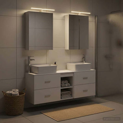 vidaXL Bathroom Furniture Set 5 pcs White Engineered Wood and Glass
