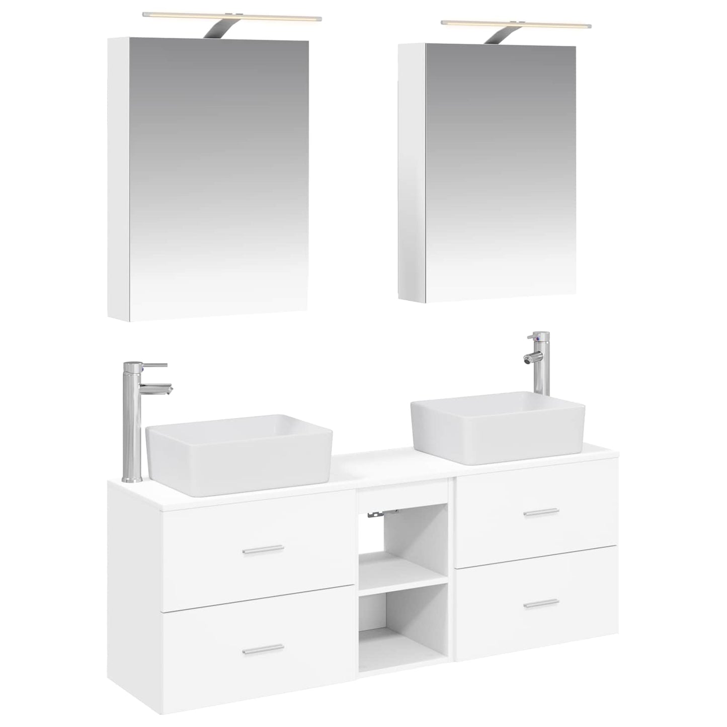 vidaXL Bathroom Furniture Set 5 pcs White Engineered Wood and Glass