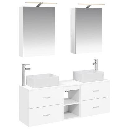 vidaXL Bathroom Furniture Set 5 pcs White Engineered Wood and Glass