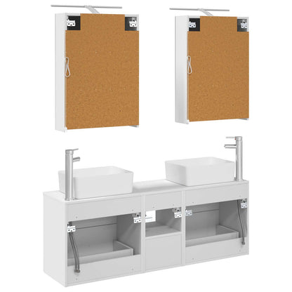 vidaXL Bathroom Furniture Set 5 pcs White Engineered Wood and Glass
