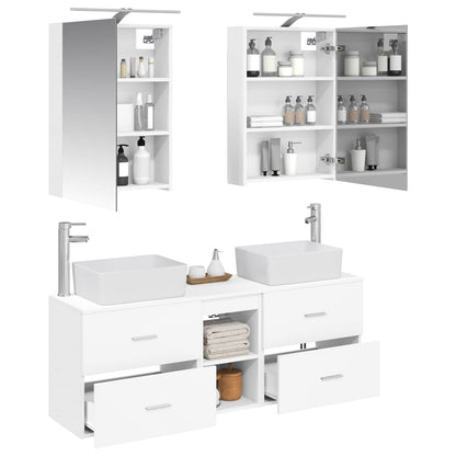 vidaXL Bathroom Furniture Set 5 pcs White Engineered Wood and Glass