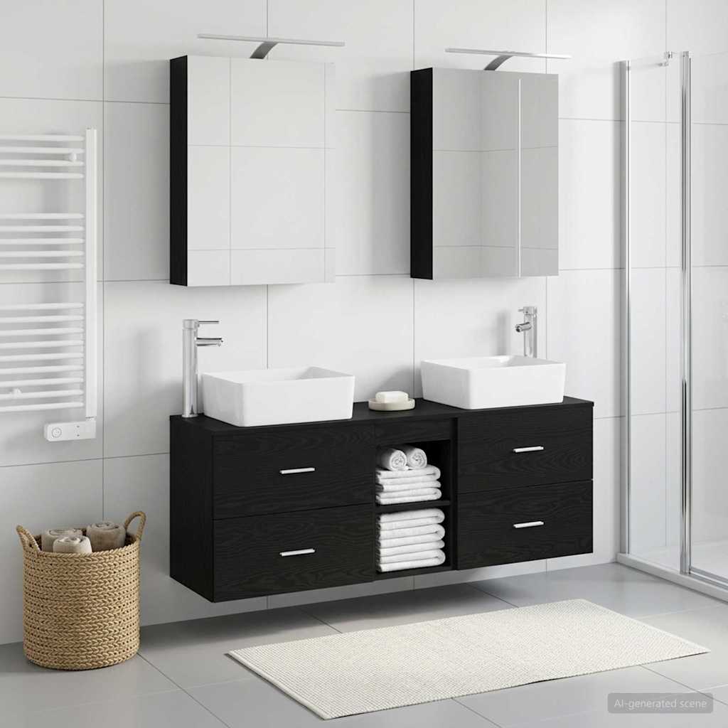 vidaXL Bathroom Furniture Set 5 pcs Black Oak