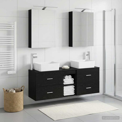 vidaXL Bathroom Furniture Set 5 pcs Black Oak