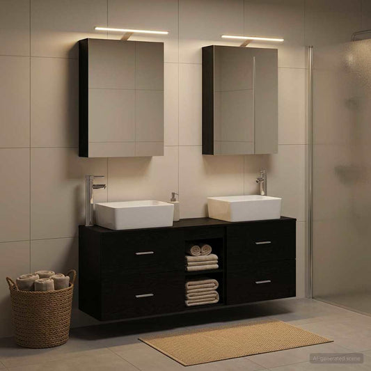 vidaXL Bathroom Furniture Set 5 pcs Black Oak