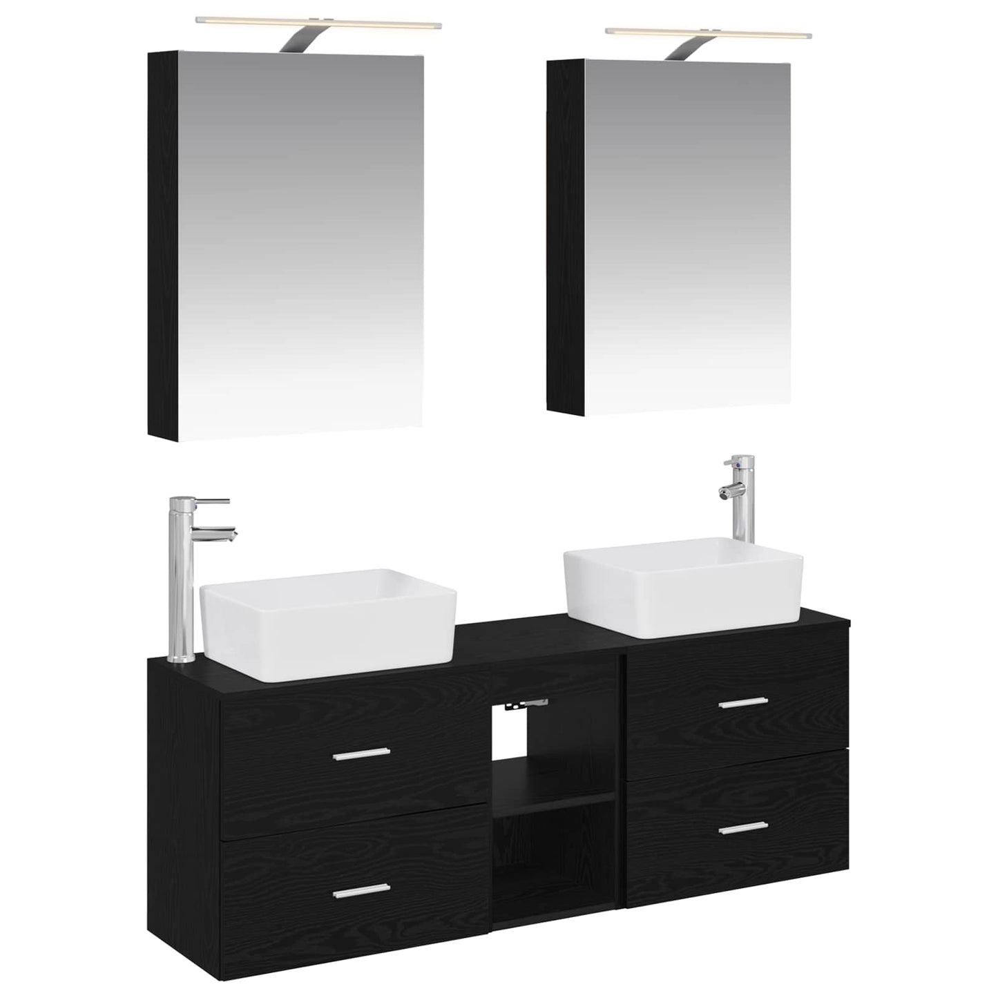 vidaXL Bathroom Furniture Set 5 pcs Black Oak