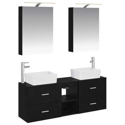 vidaXL Bathroom Furniture Set 5 pcs Black Oak