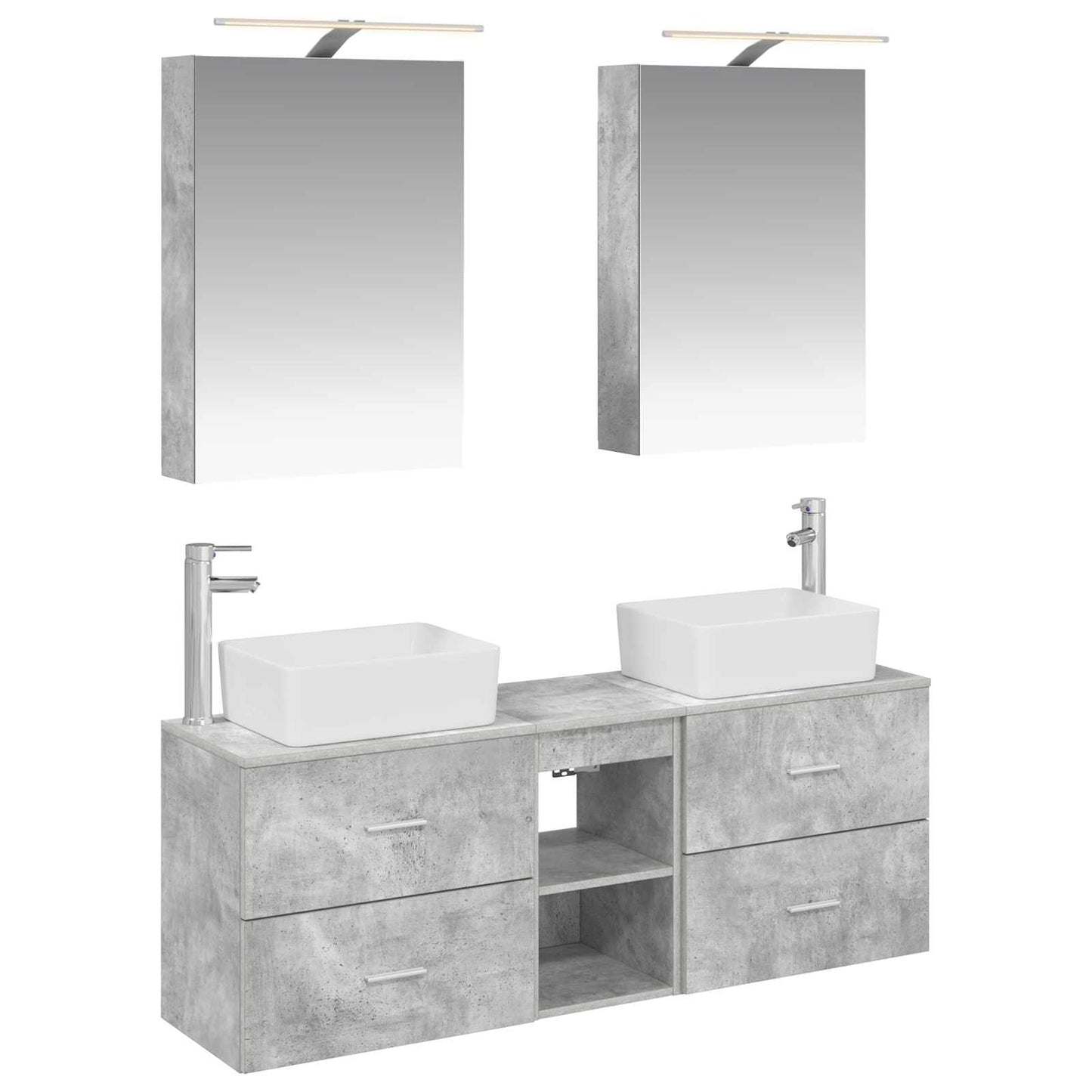 vidaXL Bathroom Furniture Set 5 pcs Concrete Grey