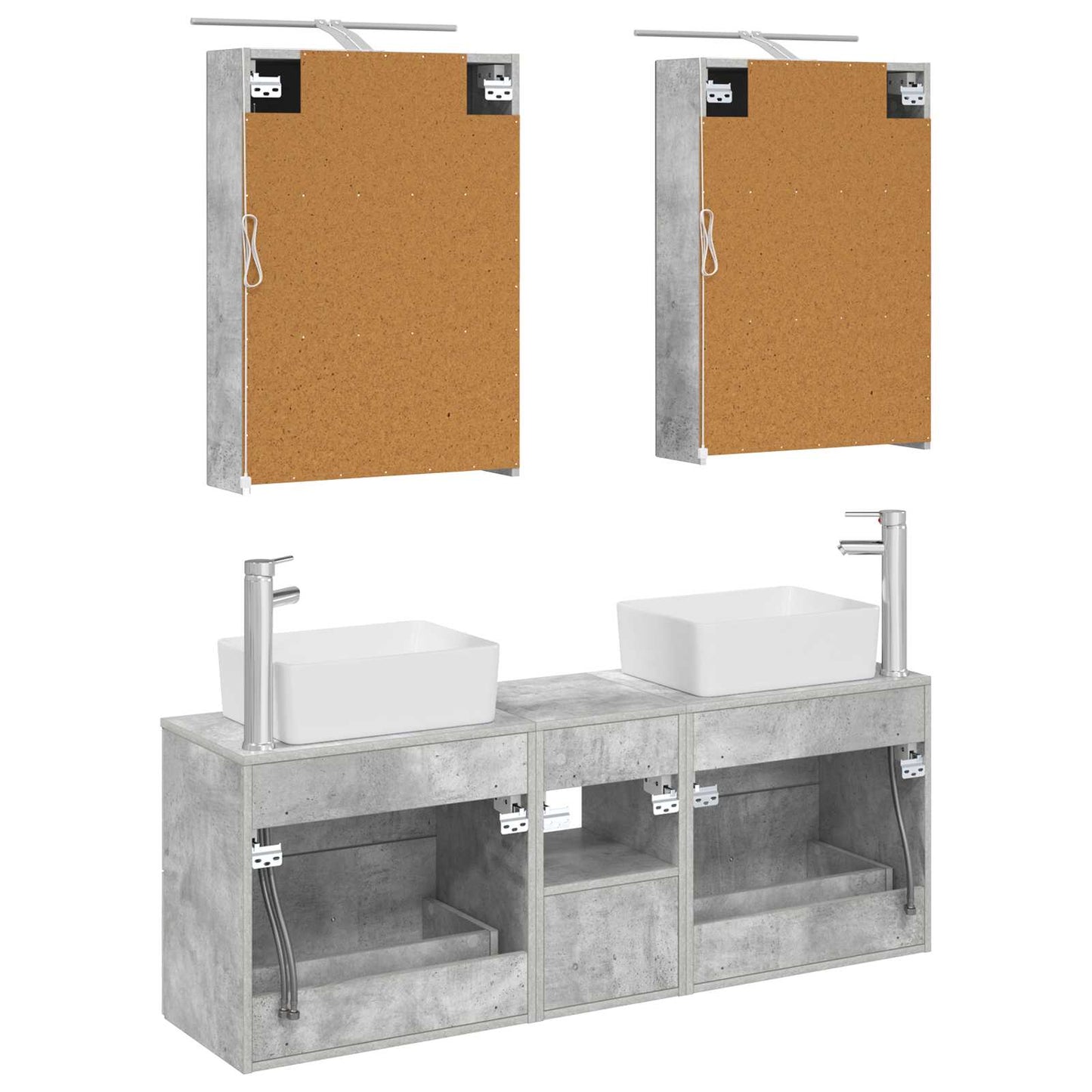 vidaXL Bathroom Furniture Set 5 pcs Concrete Grey