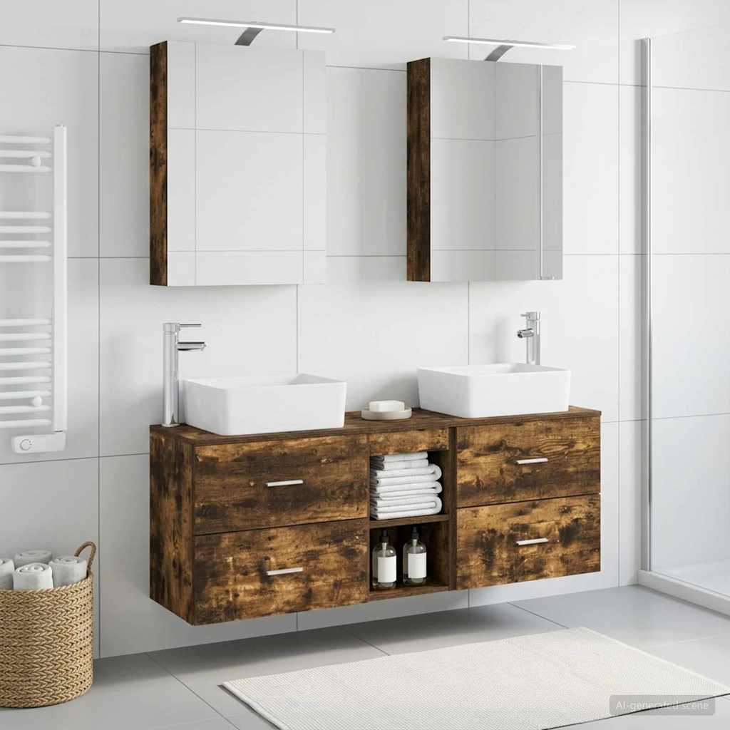 vidaXL Bathroom Furniture Set 5 pcs Smoked Oak