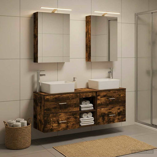 vidaXL Bathroom Furniture Set 5 pcs Smoked Oak