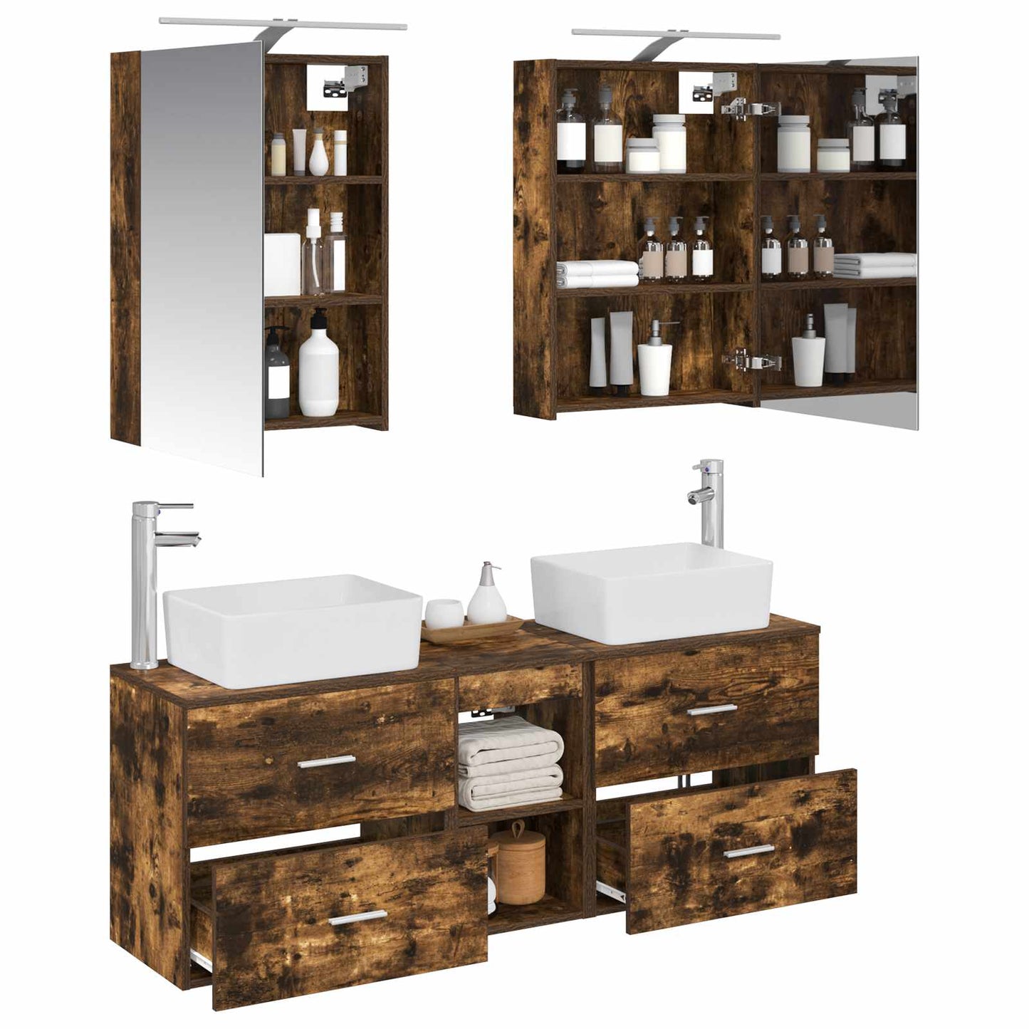vidaXL Bathroom Furniture Set 5 pcs Smoked Oak