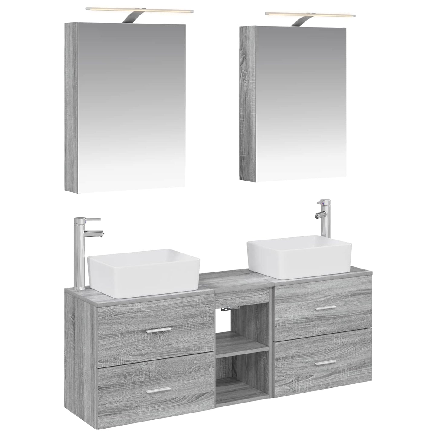 vidaXL Bathroom Furniture Set 5 pcs Grey Sonoma