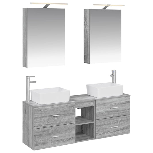 vidaXL Bathroom Furniture Set 5 pcs Grey Sonoma