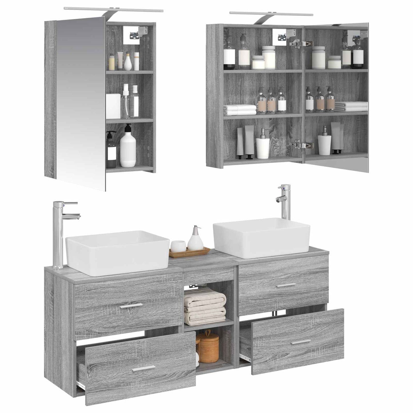 vidaXL Bathroom Furniture Set 5 pcs Grey Sonoma