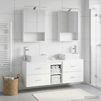 vidaXL Bathroom Furniture Set 5 pcs White Engineered Wood and Glass