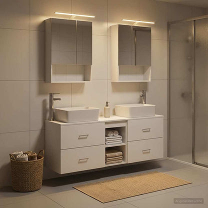 vidaXL Bathroom Furniture Set 5 pcs White Engineered Wood and Glass