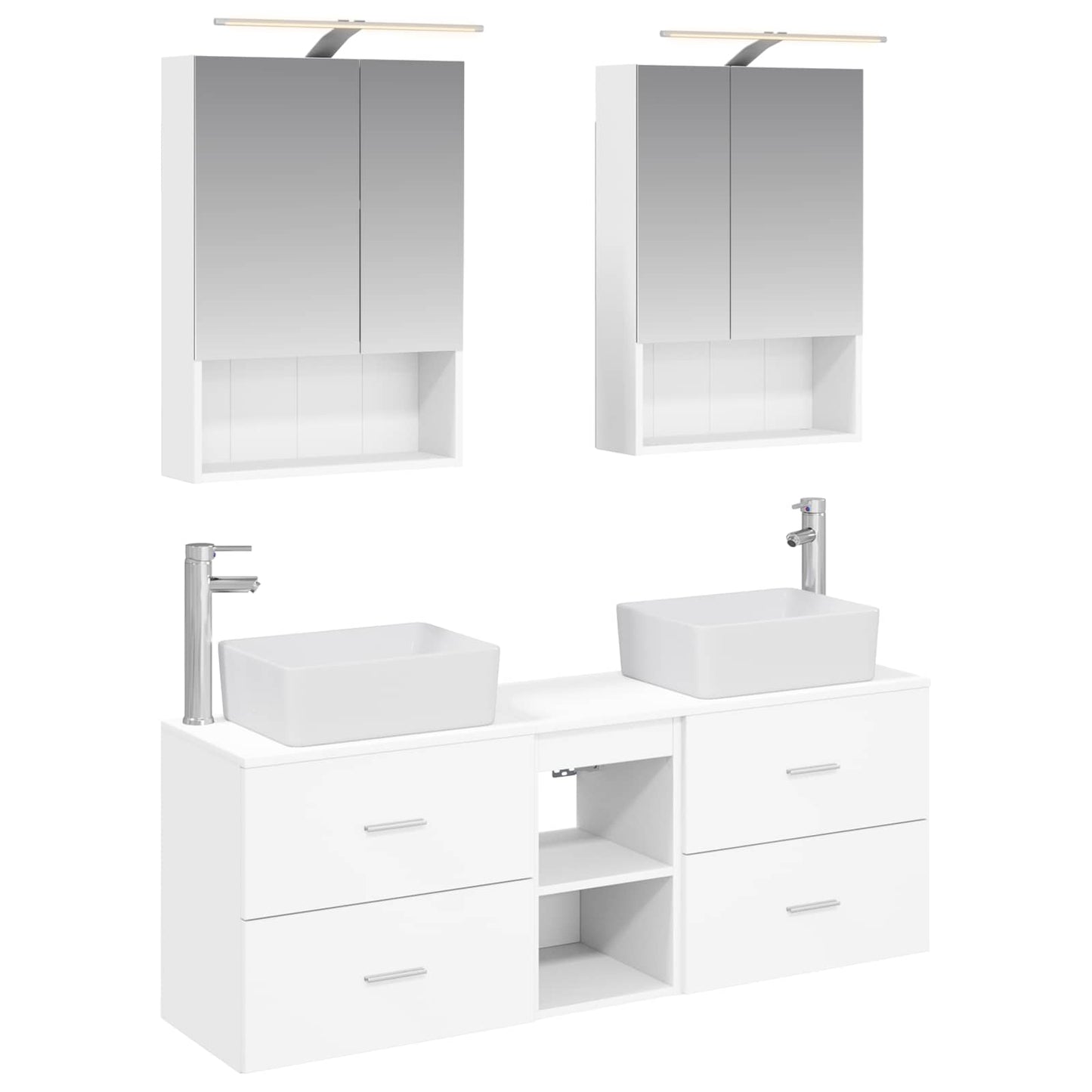 vidaXL Bathroom Furniture Set 5 pcs White Engineered Wood and Glass