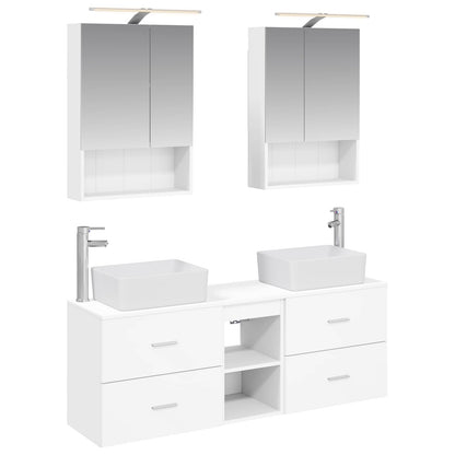 vidaXL Bathroom Furniture Set 5 pcs White Engineered Wood and Glass