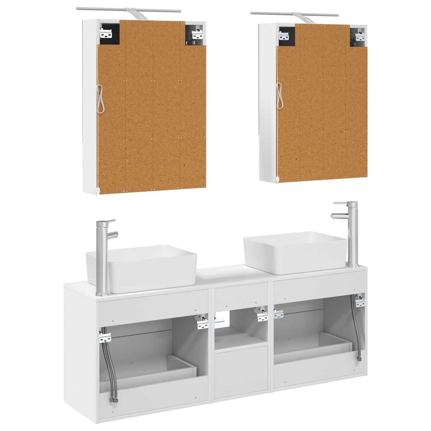 vidaXL Bathroom Furniture Set 5 pcs White Engineered Wood and Glass