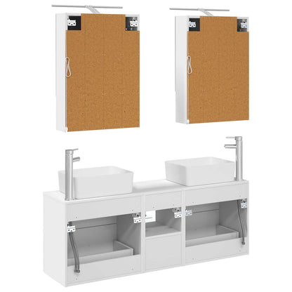 vidaXL Bathroom Furniture Set 5 pcs White Engineered Wood and Glass