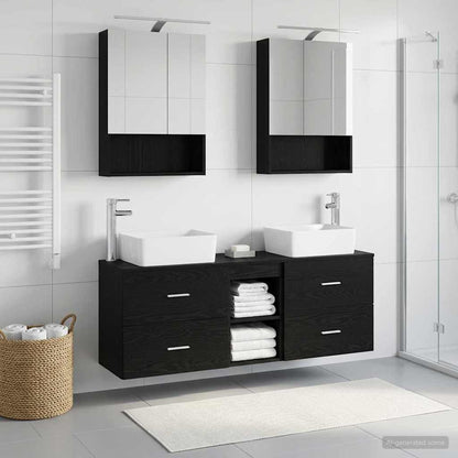 vidaXL Bathroom Furniture Set 5 pcs Black Oak