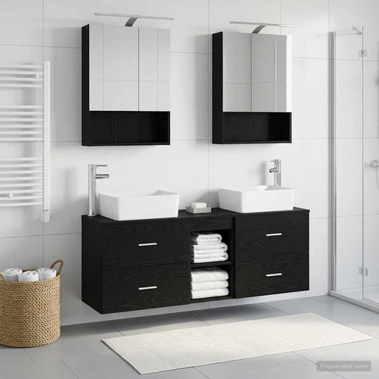 vidaXL Bathroom Furniture Set 5 pcs Black Oak