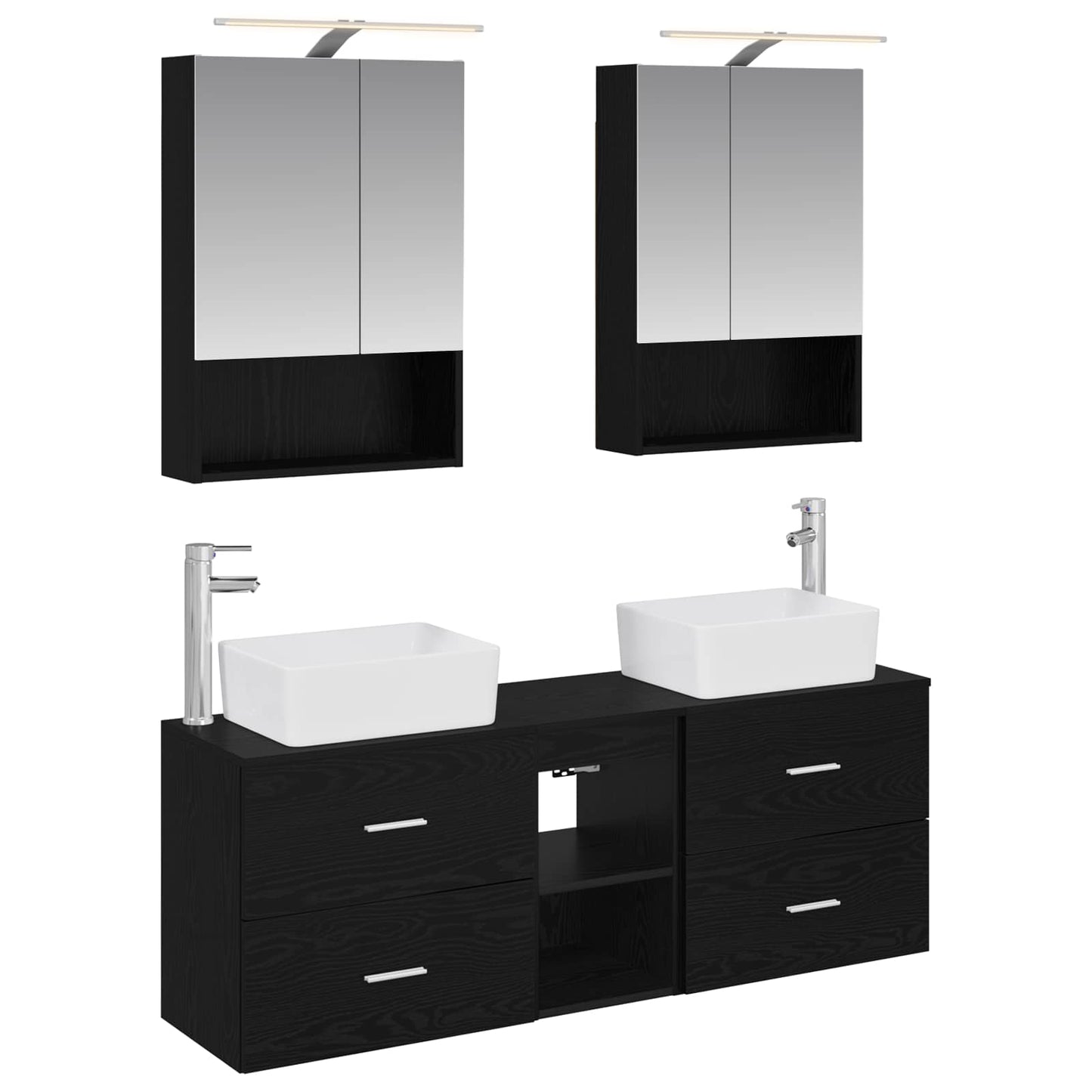 vidaXL Bathroom Furniture Set 5 pcs Black Oak