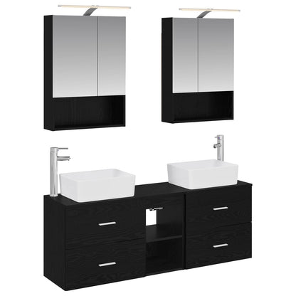 vidaXL Bathroom Furniture Set 5 pcs Black Oak