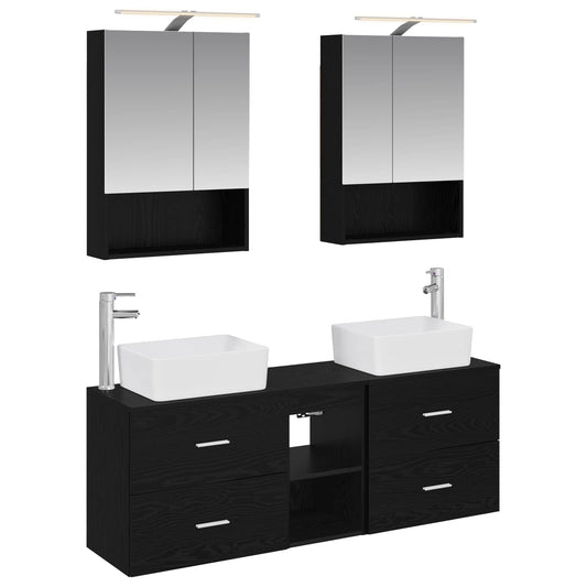 vidaXL Bathroom Furniture Set 5 pcs Black Oak