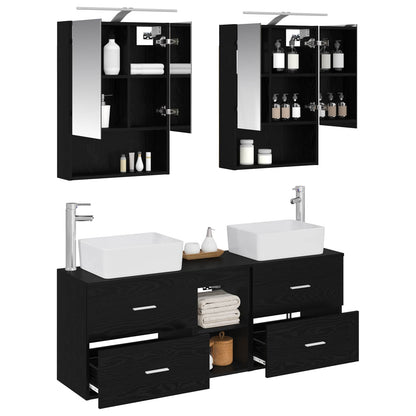 vidaXL Bathroom Furniture Set 5 pcs Black Oak