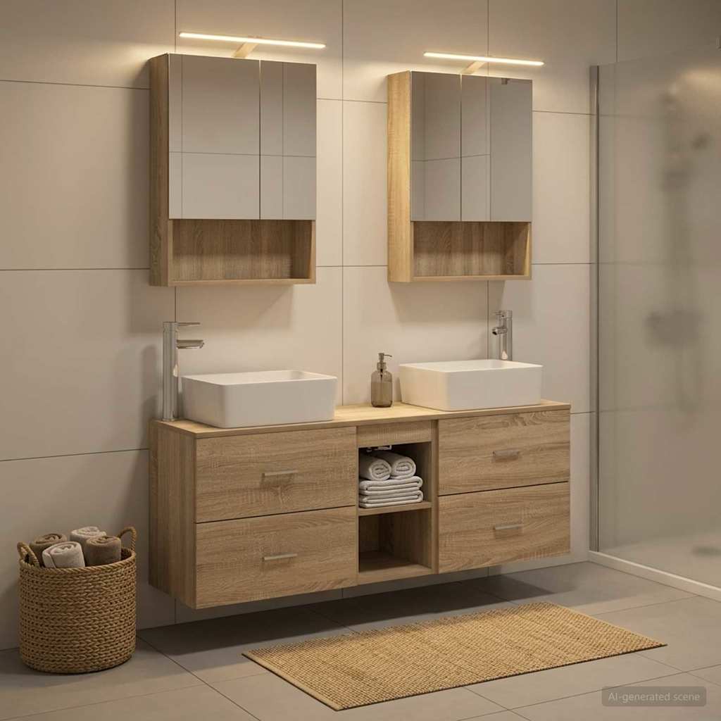 vidaXL Bathroom Furniture Set 5 pcs Sonoma Oak