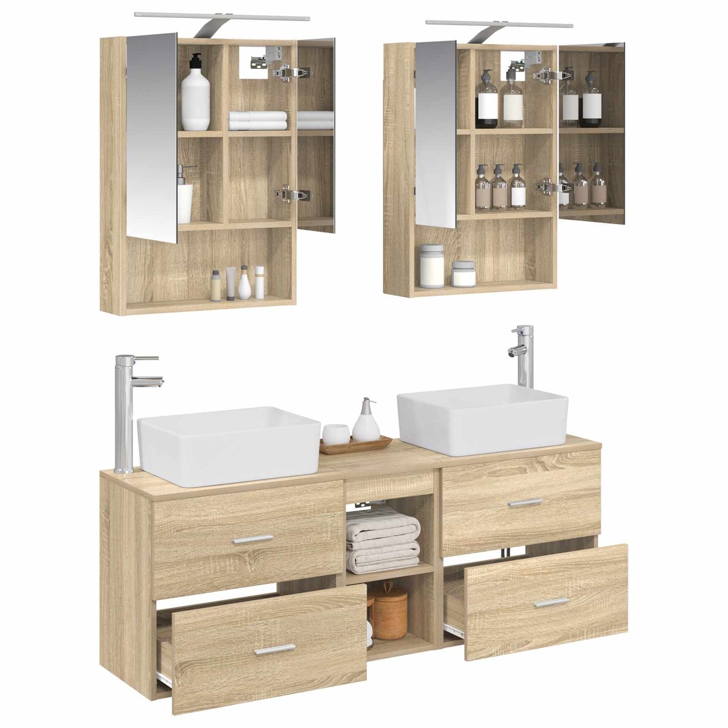vidaXL Bathroom Furniture Set 5 pcs Sonoma Oak