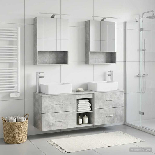 vidaXL Bathroom Furniture Set 5 pcs Concrete Grey