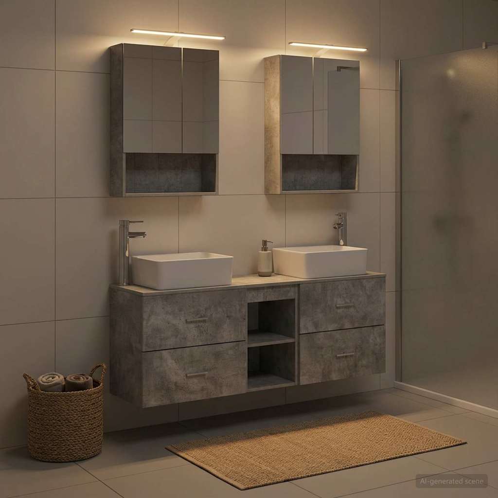vidaXL Bathroom Furniture Set 5 pcs Concrete Grey