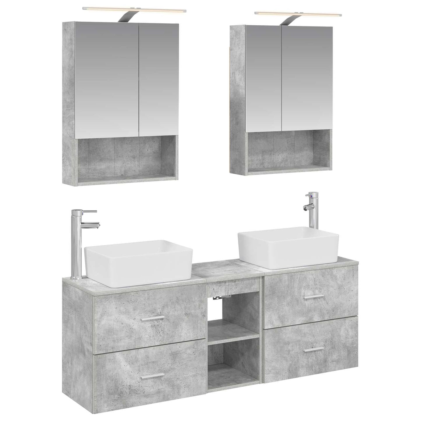 vidaXL Bathroom Furniture Set 5 pcs Concrete Grey