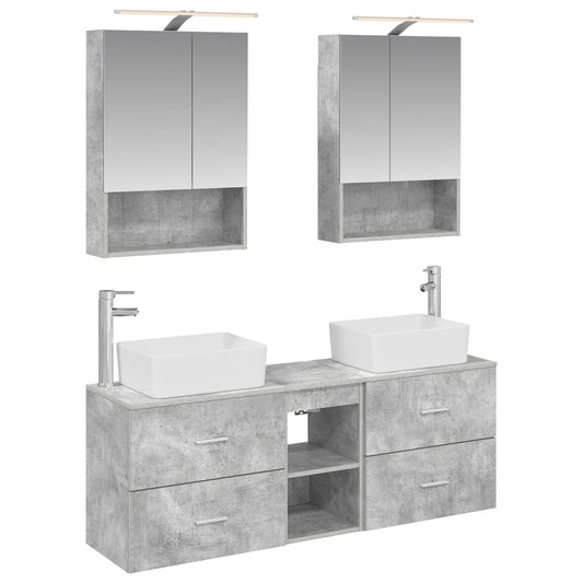 vidaXL Bathroom Furniture Set 5 pcs Concrete Grey