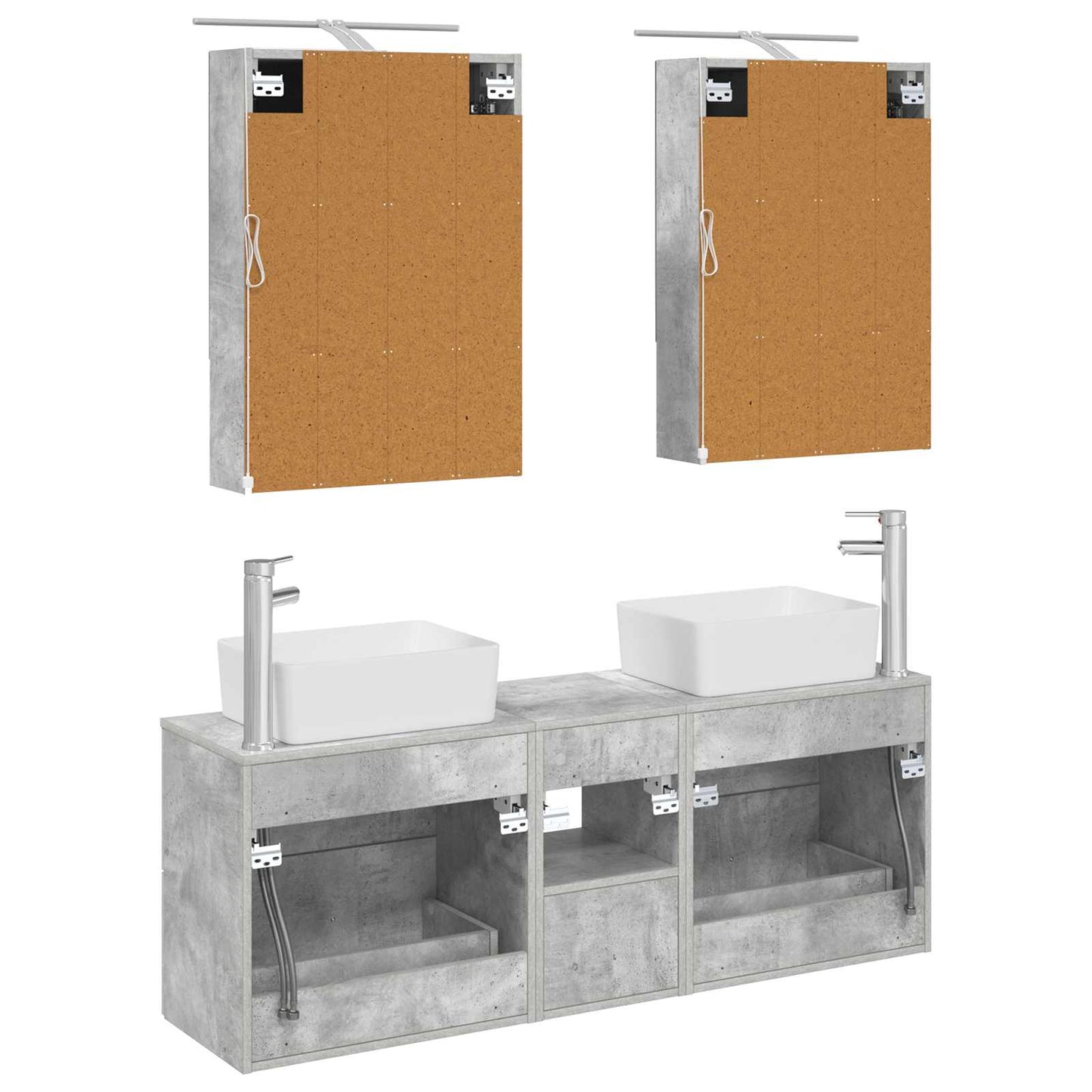 vidaXL Bathroom Furniture Set 5 pcs Concrete Grey
