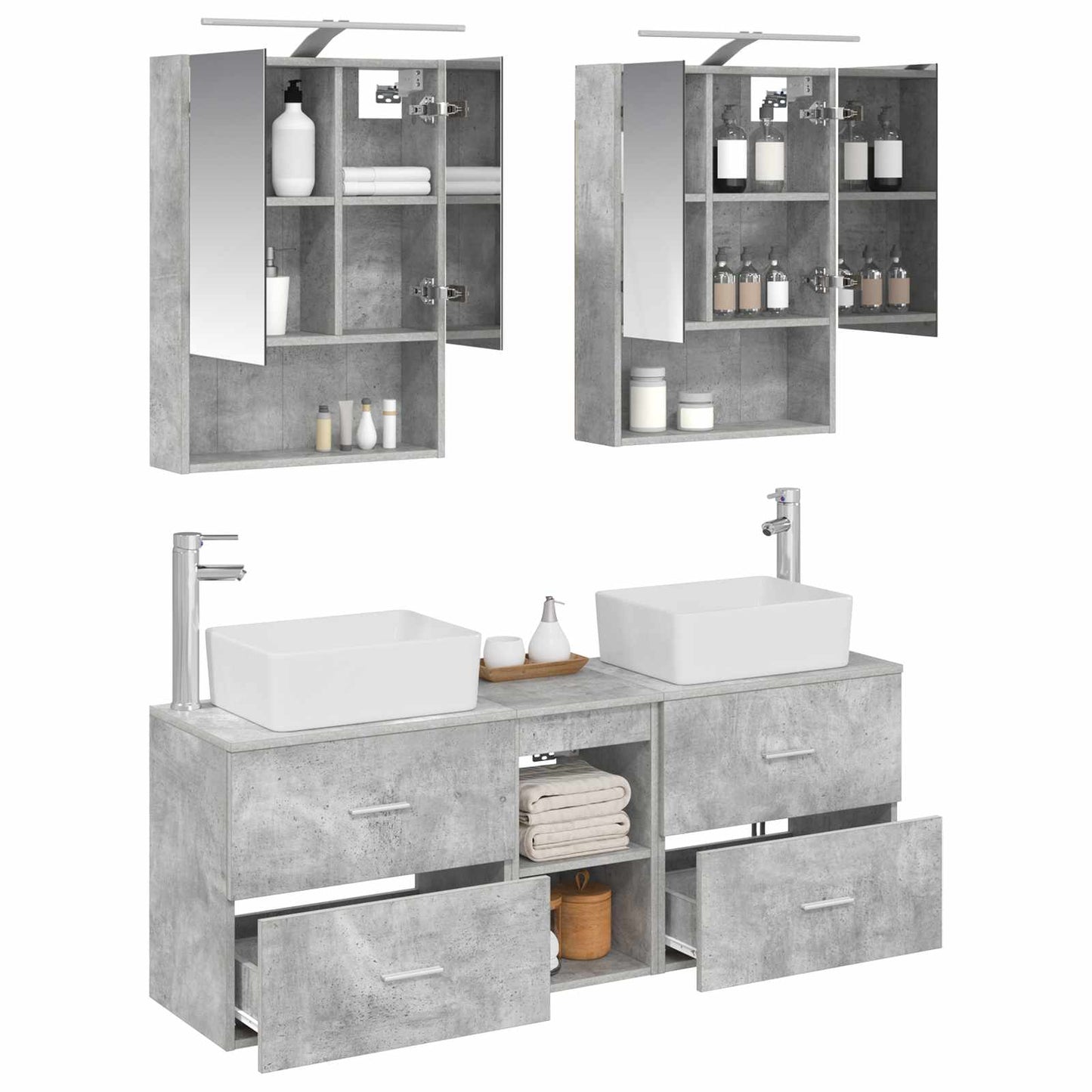 vidaXL Bathroom Furniture Set 5 pcs Concrete Grey