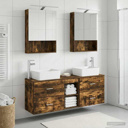 vidaXL Bathroom Furniture Set 5 pcs Smoked Oak