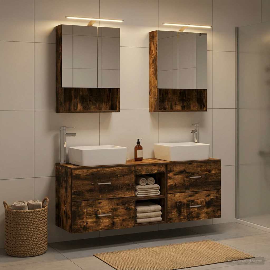 vidaXL Bathroom Furniture Set 5 pcs Smoked Oak