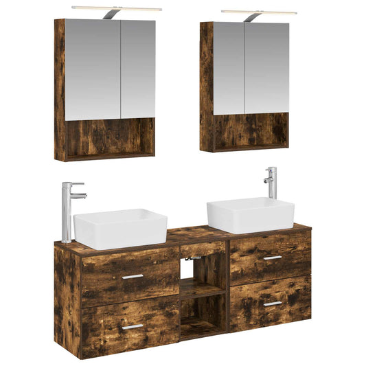 vidaXL Bathroom Furniture Set 5 pcs Smoked Oak